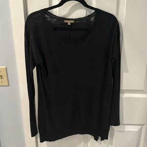 Lilla P Black Long sleeve tee slit side